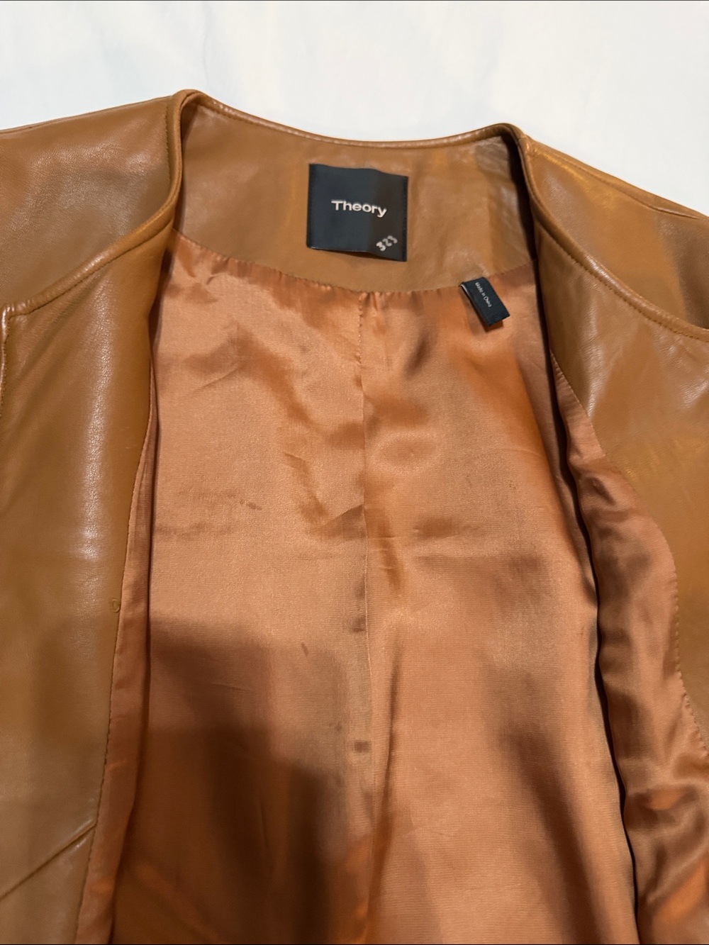 Theory Lamb Leather Zip-Front Bomber Jacket L Like New - Picture 3 of 9